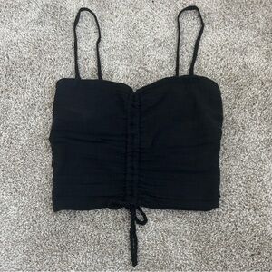 NWOT Aerie Black Ruched Crop Camisole